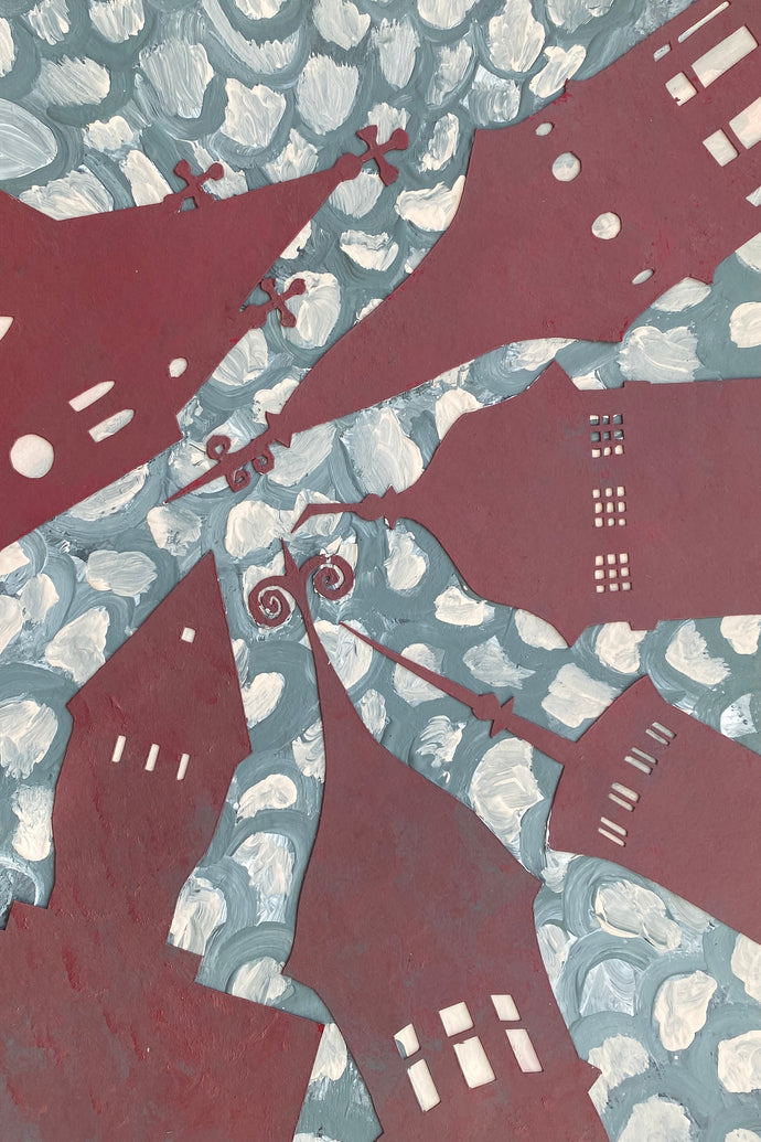 Serveringsbräda ”Jul i Staden” röd