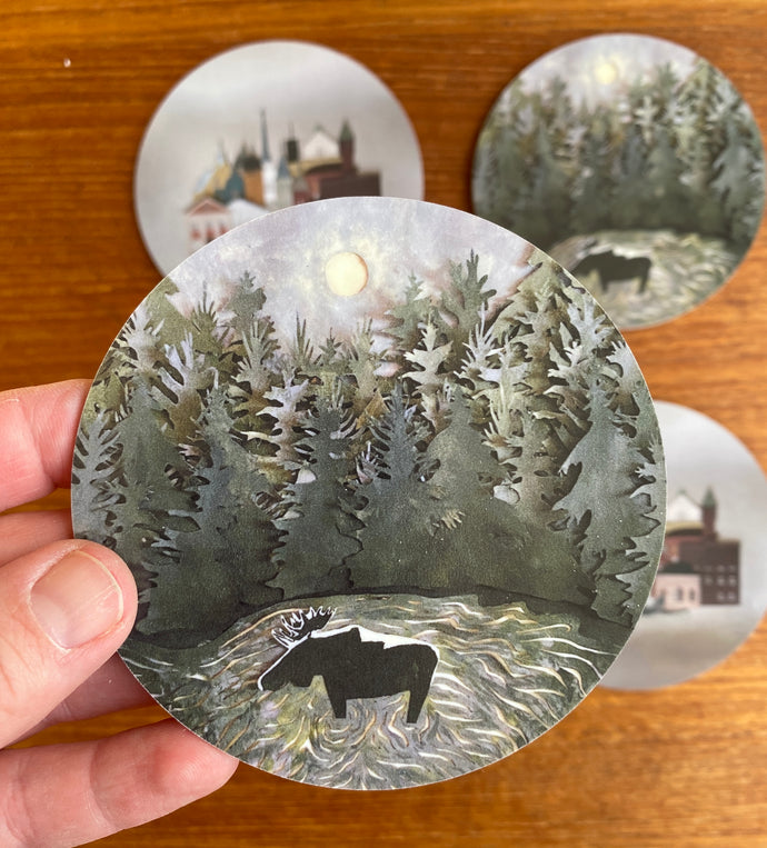 Glasunderlägg 4-pack Moose Blues